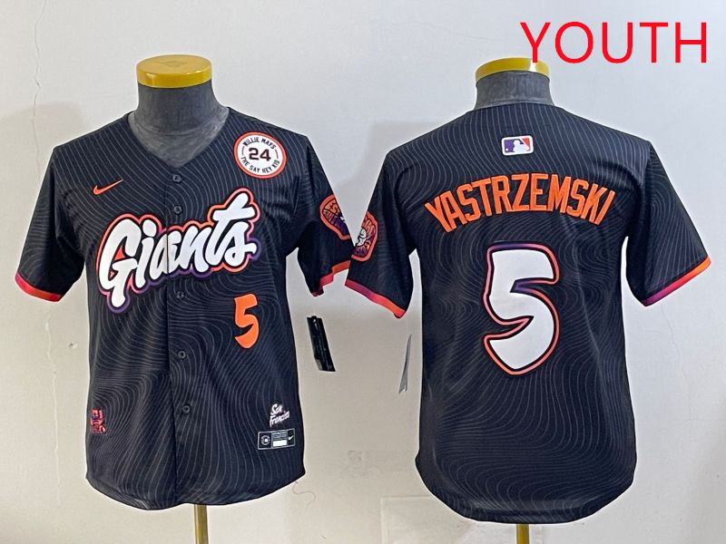 Youth San Francisco Giants 5 Yastrzemski Black Joint Name 2025 Nike MLB Jersey style 39